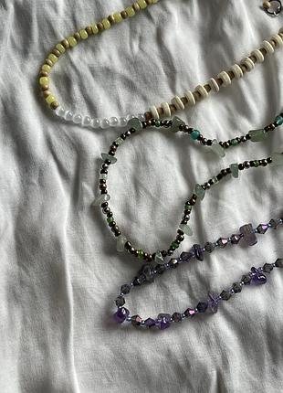 Набір чокерів з натурального каміння та бісеру