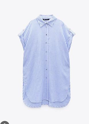 Рубашка женская удлиненная zara, льняная рубашка zara удлиненная