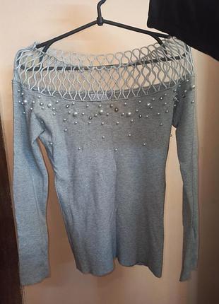 Кофтинка жіноча із сіточкою і бусинками