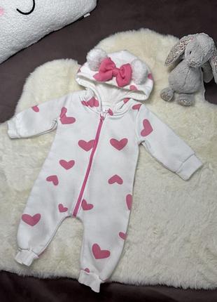 Утеплений чоловічок ромпер на дівчинку 0-3 місяців 🩷