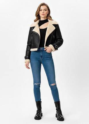 Джинсы скинни new look hallie синие с высокой посадкой и разрезами, размер uk 8 (s)