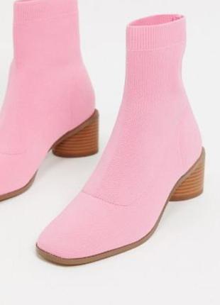 Стильні ботільони-шкарпетки вʼязані рожеві 37