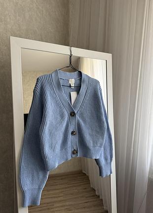 Щільний блакитний кардиган h&m