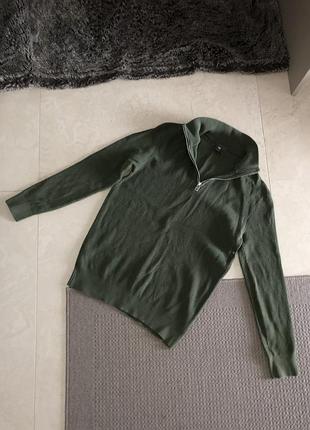 Бавовняний в’язаний светр джемпер чоловічий хлопковый вязаный свитер мужской с воротником з коміром