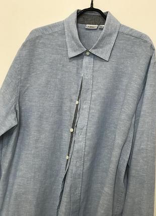 Чоловіча ніжно -голуба сорочка & льон & котон