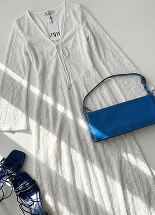 Сукня середньої довжини з мереживом від zara, розмір  l