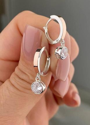 Серебряные серьги с золотом и фианитами