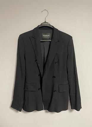 Розкішний жіночий брендовий піджак на підплічниках з додаванням льону з дуже красивою посадкою по фігурі