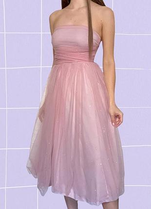 Легкое воздешное корсетное платье в сетку с подкладкой с блестками