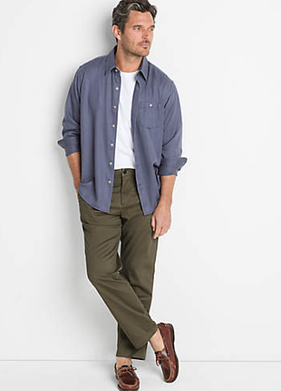 Классические мужские брюки lands end хаки оливка прямой крой под ремень чинос chinos размер  44-46 s-m