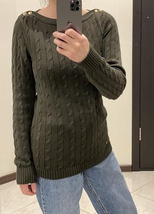 Luxury’s vintage knitwear свитер в косичку хаки винтаж