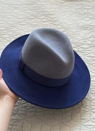 Капелюх федора жіночий фетровий синій шапка