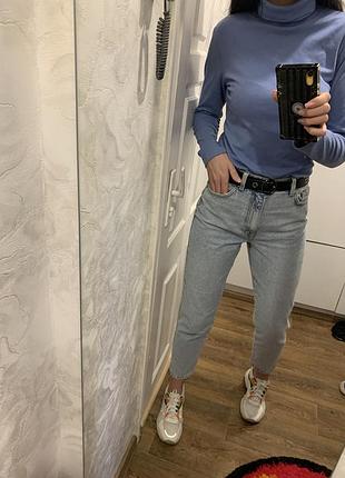 Гольф водолазка женская голубая хлопок шерсть