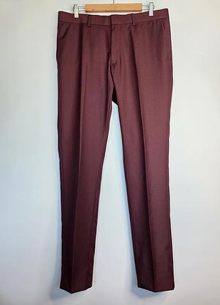 Мужские классические брюки бордового цвета темно-красные костюмные легкие isaac dewhirst размер 50-52