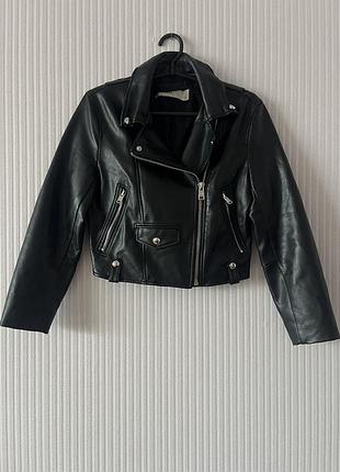 Шкіряна укорочена куртка zara