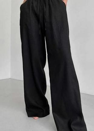 Льняные брюки оверсайз палаццо размер 50-52 на высокий рост, бренд mark spencer