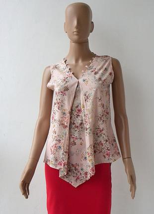 Елегантна бежева блуза в квіточку — 42, 46 ua / 36, 40 eu