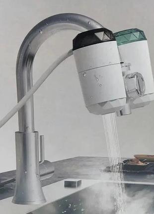 Электрический проточный водонагреватель ocram zsw-d01 на кран 220в с фильтром очистки, нагрев воды до 60°c, компактный кран