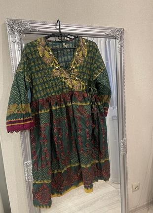 Пакистанська бавовняна східна сукня з вишивкою