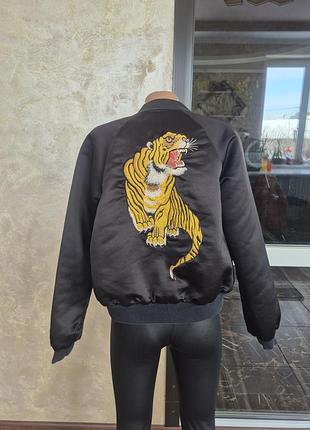 Двухстороння куртка бомбер с тигром вінтаж