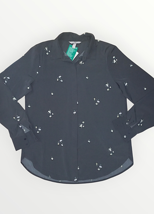 Рубашка с длинным рукавом и мелким принтом