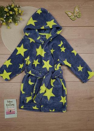 Детский плюшевый халат 1,5-2 года халатик махровый с капюшоном для мальчика