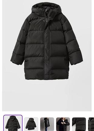 Підлітковий пуховик чорний zara пуховик теплий з капюшоном наповнювач пух перо