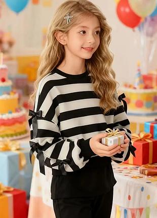 Праздничная кофта с бантиками, свитшот, свитер для девочки