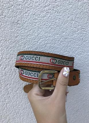 Вінтажний коричневий шкіряний пояс gucci