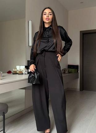 Стильні широкі брюки з високою посадкою