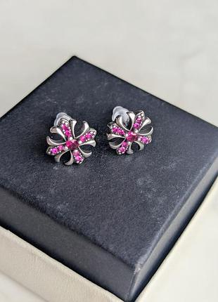 Сережки mini chrome hearts cross with purple crystals
