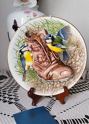 Коллекционная фарфоровая тарелка royal worcester синяя