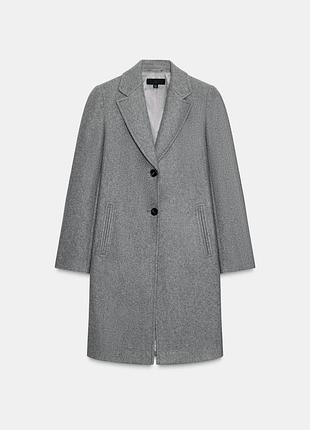Серое классическое пальто zara р-р ххл
