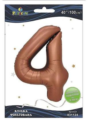 Кулька фольгована цифра 40 (100 см) 4 коричнева тм pelican