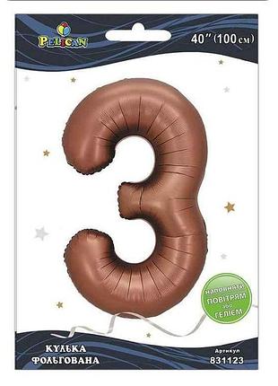 Кулька фольгована цифра 40 (100 см) 3 коричнева тм pelican