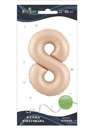 Кулька фольгована цифра 32 (80 см) 8 рожева blush тм pelican