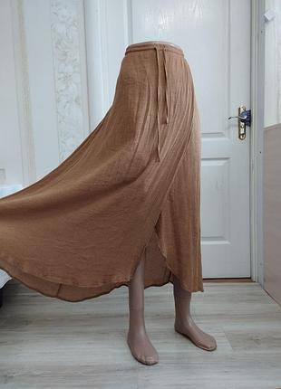 Коричнева довга спідниця з розрізом, geisha, хл