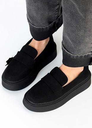 Лоферы натуральная замша