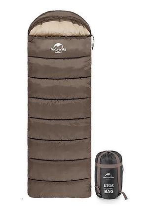 Спальник с капюшоном naturehike u250 nh20msd07, (6°c), правый, коричневый