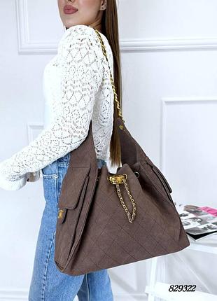 Сумка chanel handbag люкс, натуральная кожа, шоколад, 30×20 см