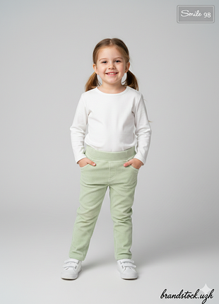 Вельветові штани джогери smile для дівчинки розмір 98 м'ятні на 2/3 роки