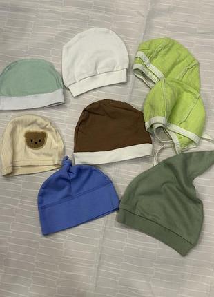 Шапочки дитячі для немовлят з бавовни комплект