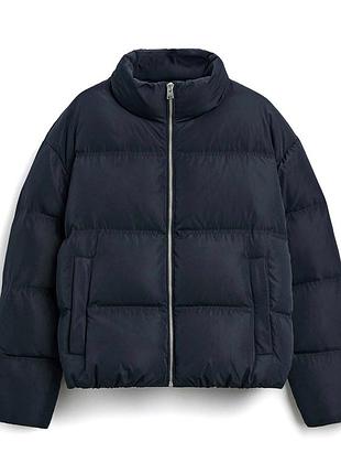 Zara новый пуховик s синий