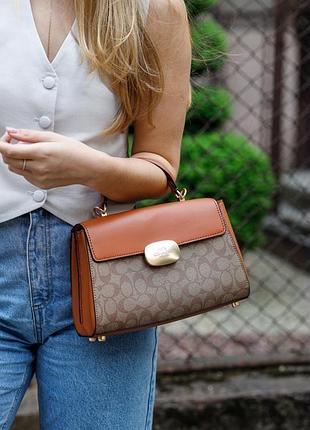 Сумка coach eliza top handle in signature canvas ginger