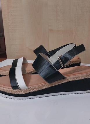 Босоножки mix feel черно-белые на платформе, размер 38