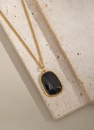 Нержавіюча сталь stainless steel ланцюжок з чорним масивним кулоном