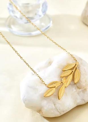 Ланцюжок з кулоном листочки нержавіюча сталь stainless steel