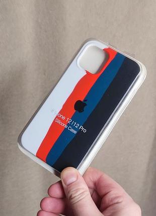 Чехол silicone case для iphone 12 / 12 pro - трехцветный дизайн (apple logo)