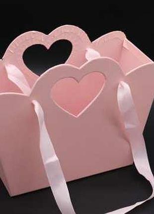 Коробки для квітів з ручками. колір рожевий. 24х10см / коробки для квітів з ручками. колір рожевий. 24х10см