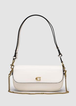 Сумка coach brook flap chain white\gold